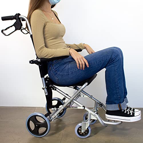 Mobiclinic, Neptuno, Silla de ruedas de tránsito para ancianos y minusválidos, plegable, aluminio, reposapiés y reposabrazos abatibles, asiento, ultraligera, frenos en manetas, negro