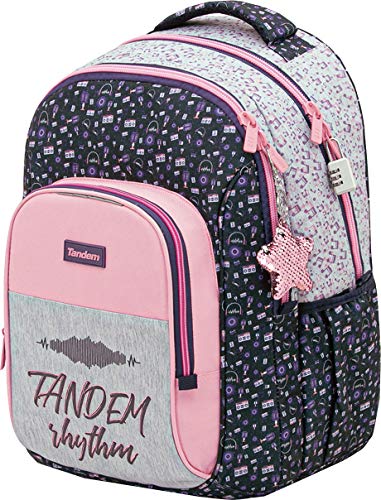 Mochila Colegio Tandem Music | Mochila Doble Compartimento Adaptable a Carro para Mochilas Escolares, Bolsillo Frontal y Compartimento Interior para Portatil o Tablet - Medidas 34 x 45,5 x 15 cm