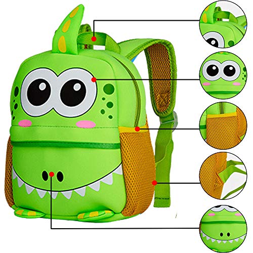 Mochila Infantil para Niños Primaria Pequeña Guardería Mochila Preescolar para Niños de 2-5 Años Dibujo de Animal Lindo (Dinosaurio, 21 * 8 * 26CM)