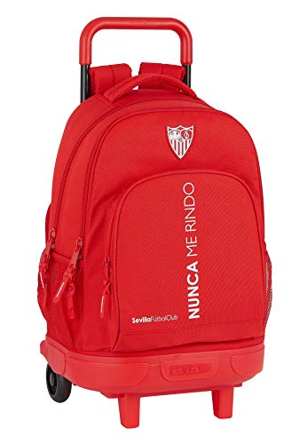 Mochila Safta Escolar con Carro Incluido y Espalda Acolchada de Sevilla FC Corporativa, 330x220x450mm, rojo