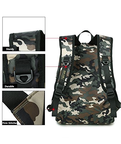 Mochilas Camuflaje Escolares, Bolsa de Escuela para niña Mochila de Nylon Resistente al Agua Mochila para Laptop para Estudiantes - Bolsa de Viaje Casual para niños (Verde)