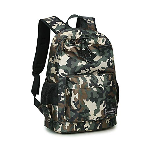 Mochilas Camuflaje Escolares, Bolsa de Escuela para niña Mochila de Nylon Resistente al Agua Mochila para Laptop para Estudiantes - Bolsa de Viaje Casual para niños (Verde)