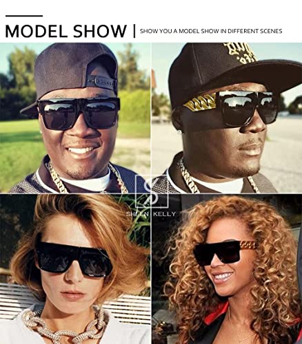 Moda Celebridad inspirada Oro Metal Cadena Kim Kardashian Beyoncé Gafas de sol Vendimia Gafas de sol de hip hop