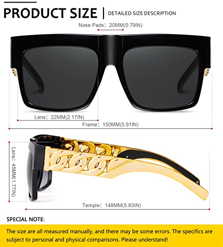 Moda Celebridad inspirada Oro Metal Cadena Kim Kardashian Beyoncé Gafas de sol Vendimia Gafas de sol de hip hop