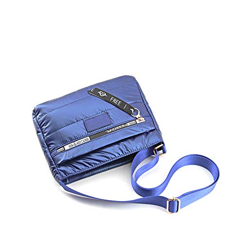 MODELISA - Bolso Bandolera Acolchada Estilo Casual Con Letras Para Mujer (Azul oscuro)