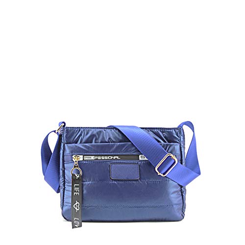 MODELISA - Bolso Bandolera Acolchada Estilo Casual Con Letras Para Mujer (Azul oscuro)