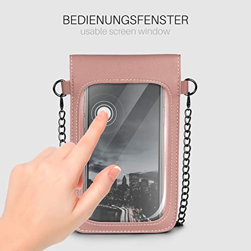 moex Bolso bandolera para todos los smartphones - Bolso pequeño para mujer con compartimento separado para teléfono móvil y ventana - Bolso cruzado de color rosa