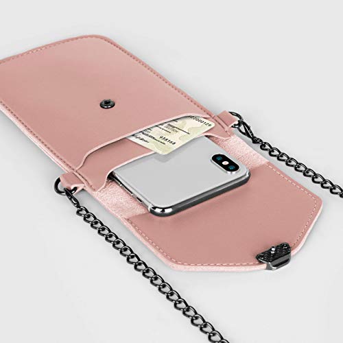 moex Bolso bandolera para todos los smartphones - Bolso pequeño para mujer con compartimento separado para teléfono móvil y ventana - Bolso cruzado de color rosa