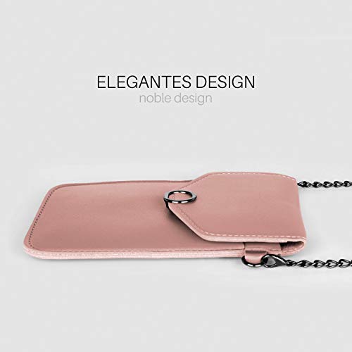 moex Bolso bandolera para todos los smartphones - Bolso pequeño para mujer con compartimento separado para teléfono móvil y ventana - Bolso cruzado de color rosa