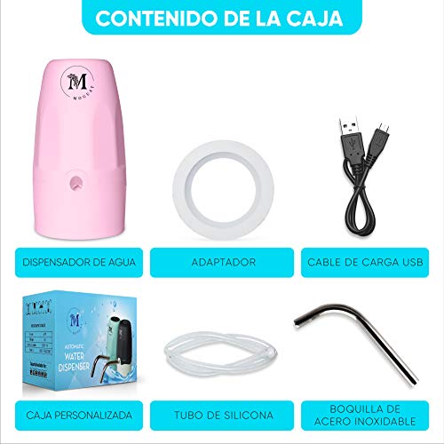 Moguat Dispensador Agua para Garrafas con Adaptador, Dosificador Eléctrico Automático Extraíble Recargable USB Botellas Agua Fria y Caliente, Bomba de Agua