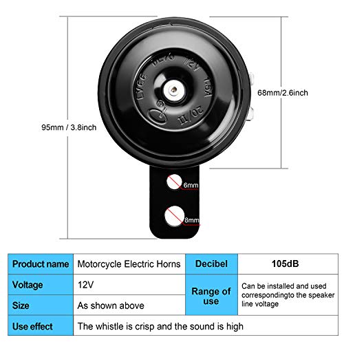 moinkerin Claxon Moto Claxon Horn Bocinas Motocicleta Universal para Scooters, Motocicletas, Triciclos, Bicicletas de Bolsillo, DC 12V, 1,5A, 105 db, Impermeable