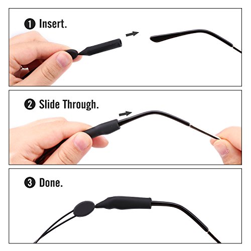 MoKo Correa de Gafas Ajustables,[4 Pack] Retenedor de Gafas de Sol Deportivas Ajustadas Universales, Gafas de Sol Sostenedor de Gafas de Seguridad con Cabeza Redonda Grande para Todos - Negro