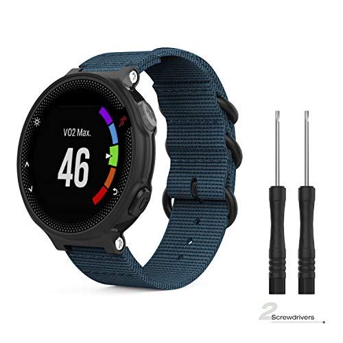 MoKo Correa Reloj Compatible con Forerunner 235/235 Lite/220/230/620/630/735XT/Approach S20/S6/S5, Pulsera de Reemplazo Ajustable de Nylón - Azul