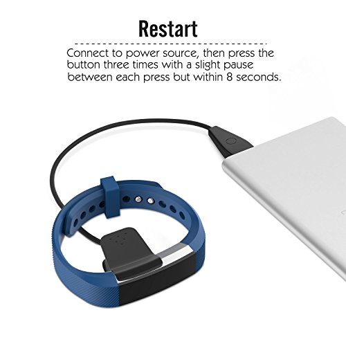 MoKo Fitbit Alta HR Cargador - Reemplazo USB Charger con Botón de Reinicio, Adaptador para Base de Muelle de Cable de Carga de 1.8 FT (550mm) para Fitbit Alta HR Heart Rate + Fitness Wristband, Negro