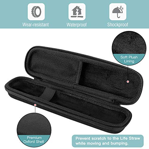 MoKo Funda de Pajilla LifeStraw, Almacenamiento Caja Bolsa Cremallera de Pajilla de Filtro de Agua con Correa de Mano y Mosquetón para LifeStraw, Pajilla de Purificación de Aguas Residuales, Negro