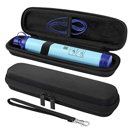 MoKo Funda de Pajilla LifeStraw, Almacenamiento Caja Bolsa Cremallera de Pajilla de Filtro de Agua con Correa de Mano y Mosquetón para LifeStraw, Pajilla de Purificación de Aguas Residuales, Negro