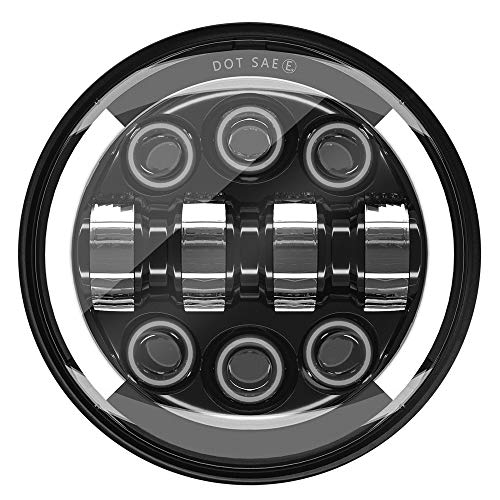 MONDEVIEW LED Moto Óptica Completo LED Cromado Faro Redondo 5 3/4" Cree LED Faros 55W 20000LM 6000K+4300K ​​Luz de Carretera Cruce Lenticular 9-30V HI LO Haz DRL Scooter Cable H4-H13