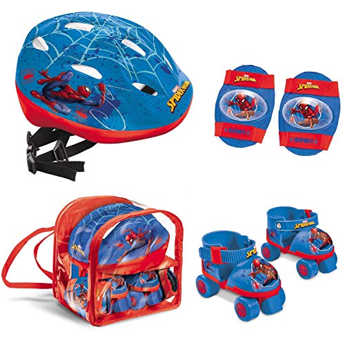 Mondo- Patines de Ruedas Ajustables Spider-Man Set Completo Toys 28629-Patines niños (22 a 29), Color Turquesa, Regolabile (28629)