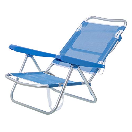 Monty LOLAhome Silla con Brazos para Playa Pop de Aluminio Azul Garden, 80 x 61 x 47 cm