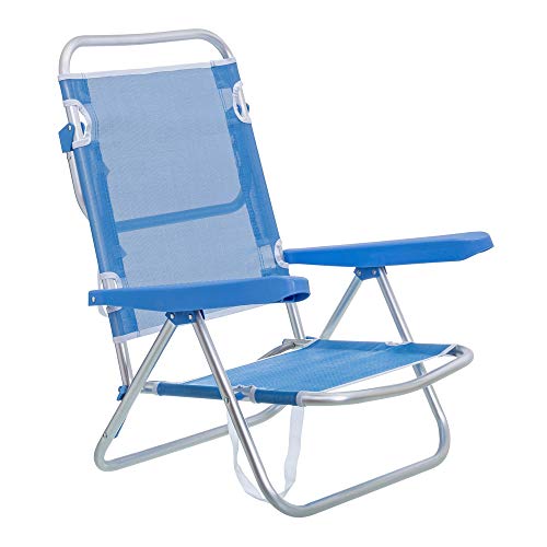 Monty LOLAhome Silla con Brazos para Playa Pop de Aluminio Azul Garden, 80 x 61 x 47 cm