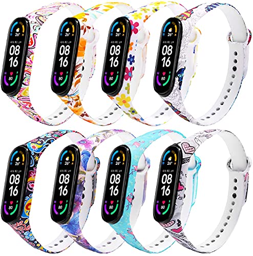 MONUARY 8 Piezas Correas Compatible con Xiaomi Mi Band 6 / Xiaomi Mi Band 5 / Amazfit Band 5, Silicona Reloj de Recambio Coloridos Correa para Xiaomi Mi Band 6 / Xiaomi Mi Band 5 / Amazfit Band 5