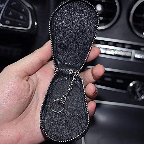 MoreChioce - Funda universal para llave de coche, diseño de diamantes de imitación, piel sintética, con gancho y llavero, color blanco