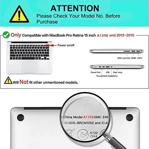 MOSISO Funda Dura Compatible con MacBook Pro 15 Retina A1398 (Versión 2015/2014/2013/fin 2012), Ultra Delgado Carcasa Rígida Protector de Plástico Cubierta, Cristal