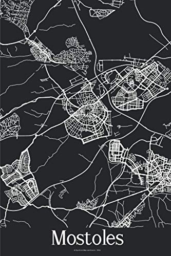 Mostoles: Journal de Voyage | 120 pages lignées | Cadeau parfait pour les amoureux de voyages | Format 15,2 x 22,9 cm | Carte Noir et Blanc | Mostoles Espagne