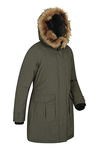 Mountain Warehouse Aurora de Las Mujeres Chaqueta Abajo - Chaqueta Impermeable de Las señoras, Capa del Invierno de Breathable, Costuras grabadas Caqui 34