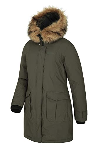 Mountain Warehouse Aurora de Las Mujeres Chaqueta Abajo - Chaqueta Impermeable de Las señoras, Capa del Invierno de Breathable, Costuras grabadas Caqui 34