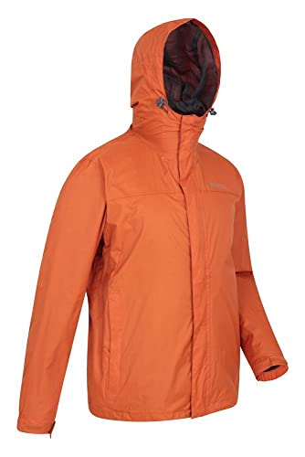 Mountain Warehouse Chaqueta Torrent para Hombre - Chubasquero, Abrigo Ligero, Ropa de Abrigo con Costuras termoselladas, Chaqueta Informal con Dos Bolsillos -para Viajar Naranja Quemado XXL