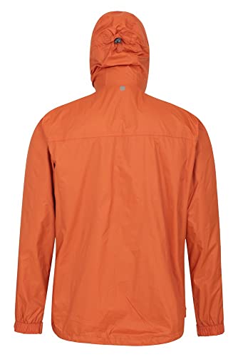 Mountain Warehouse Chaqueta Torrent para Hombre - Chubasquero, Abrigo Ligero, Ropa de Abrigo con Costuras termoselladas, Chaqueta Informal con Dos Bolsillos -para Viajar Naranja Quemado XXL