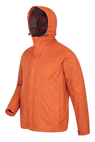 Mountain Warehouse Chaqueta Torrent para Hombre - Chubasquero, Abrigo Ligero, Ropa de Abrigo con Costuras termoselladas, Chaqueta Informal con Dos Bolsillos -para Viajar Naranja Quemado XXL