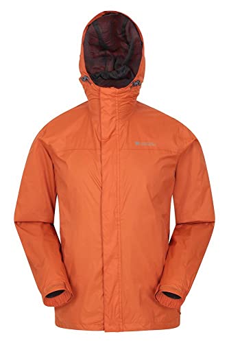 Mountain Warehouse Chaqueta Torrent para Hombre - Chubasquero, Abrigo Ligero, Ropa de Abrigo con Costuras termoselladas, Chaqueta Informal con Dos Bolsillos -para Viajar Naranja Quemado XXL