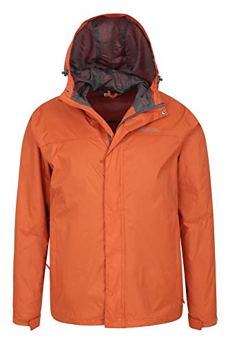 Mountain Warehouse Chaqueta Torrent para Hombre - Chubasquero, Abrigo Ligero, Ropa de Abrigo con Costuras termoselladas, Chaqueta Informal con Dos Bolsillos -para Viajar Naranja Quemado XXL