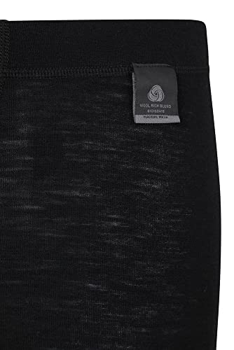 Mountain Warehouse El Merino Embroma los Pantalones Termales de la Capa Baja - Polainas rayadas, Breathable, Fondos Ligeros, Anti-bacteriano - los Pantalones Frescos, Invierno Negro S