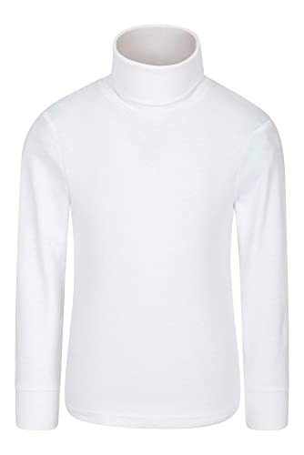 Mountain Warehouse Meribel Camiseta térmica Cuello Alto para niño - Camiseta Interior térmica 100% algodón, Cuello Cisne y Manga Larga - Ideal para Practicar Trekking Blanco 2-3 Años