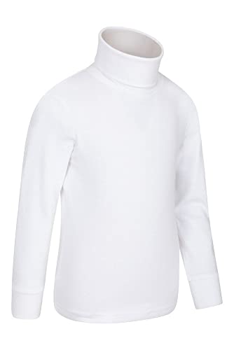 Mountain Warehouse Meribel Camiseta térmica Cuello Alto para niño - Camiseta Interior térmica 100% algodón, Cuello Cisne y Manga Larga - Ideal para Practicar Trekking Blanco 2-3 Años