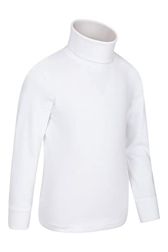 Mountain Warehouse Meribel Camiseta térmica Cuello Alto para niño - Camiseta Interior térmica 100% algodón, Cuello Cisne y Manga Larga - Ideal para Practicar Trekking Blanco 2-3 Años