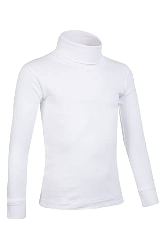 Mountain Warehouse Meribel Camiseta térmica Cuello Alto para niño - Camiseta Interior térmica 100% algodón, Cuello Cisne y Manga Larga - Ideal para Practicar Trekking Blanco 2-3 Años