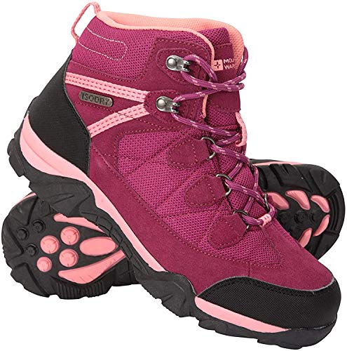 Mountain Warehouse Trail Kids Botas Impermeables - Zapatos Infantiles con Malla sintética en la Parte Superior, Plantilla EVA, Alta tracción - para Senderismo y Caminar Color Baya 36