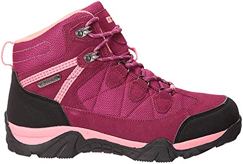 Mountain Warehouse Trail Kids Botas Impermeables - Zapatos Infantiles con Malla sintética en la Parte Superior, Plantilla EVA, Alta tracción - para Senderismo y Caminar Color Baya 36