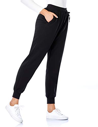 MOVE BEYOND Pantalones de Chándal Forrados de Sherpa con 2 Bolsillos Pantalonesde Salón con Cordón Ajustable de Yoga Entrenamiento, XL, Negro, Forro Polar