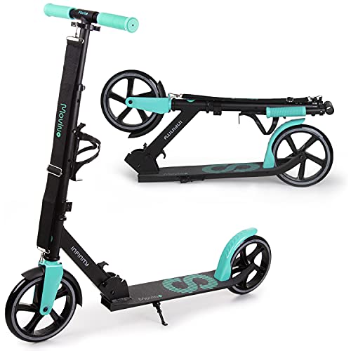 Movino Infinity Scooter para niños y Adultos, Plegable, Ruedas Grandes de 200 mm, portabotellas, Correa de Transporte