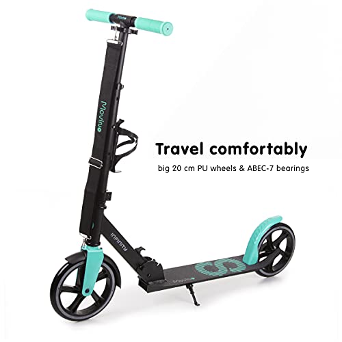 Movino Infinity Scooter para niños y Adultos, Plegable, Ruedas Grandes de 200 mm, portabotellas, Correa de Transporte