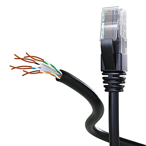 Mr. Tronic 15m Cable de Red Ethernet Trenzado | CAT6, CCA, UTP | Conectores RJ45 | LAN Gigabit de Alta Velocidad | Conexión a Internet | Ideal para PC, Router, Modem, Switch, TV (15 Metros, Negro)
