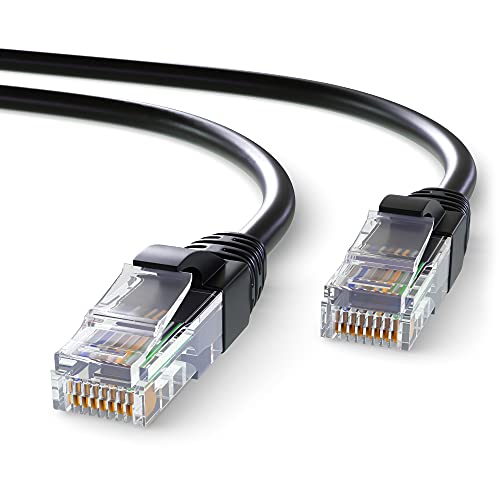 Mr. Tronic 15m Cable de Red Ethernet Trenzado | CAT6, CCA, UTP | Conectores RJ45 | LAN Gigabit de Alta Velocidad | Conexión a Internet | Ideal para PC, Router, Modem, Switch, TV (15 Metros, Negro)