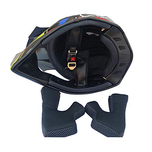 MRDEAR Casco Motocross Adulto Azul, Casco Enduro MTB con Gafas/Máscara/Guantes/Red Elástica (5 Pcs) Casco Cross Descenso Quad Off Road ATV Scooter Hombre Mujer,L