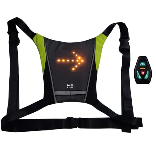 MS Life – Chaleco de ciclismo USB recargable reflectante con LED intermitente, mando a distancia al aire libre, bolsa de seguridad para ciclismo, correr, caminar, correr, patinete, gris, Talla única