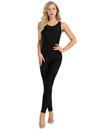 MSemis Maillot de Danza Ballet para Mujer Mono Elástico de Gimnasia Ritmica Maillot de Patinaje Artisco Disfraz de Bailarina A Negro Medium